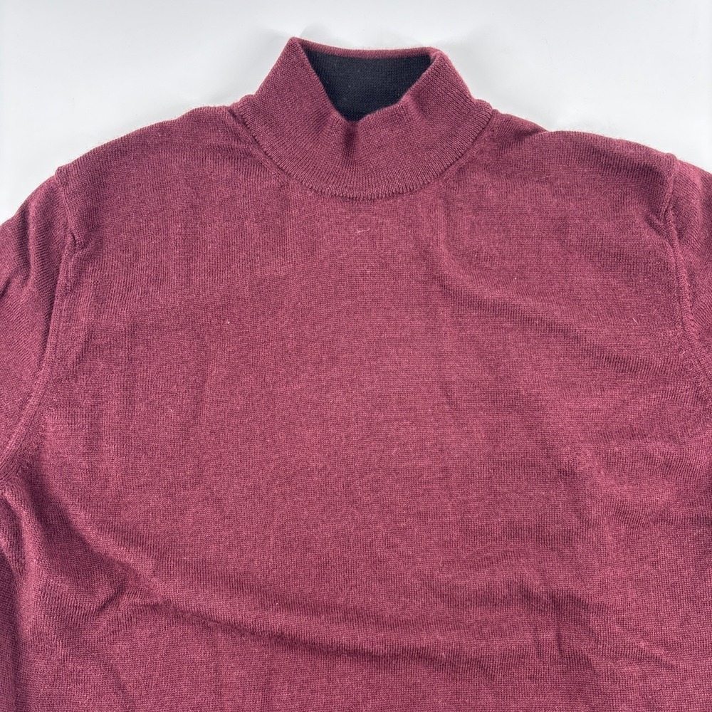 J. Ashford Mens 100% Fine Merino Wool Sweater Size M Burgundy